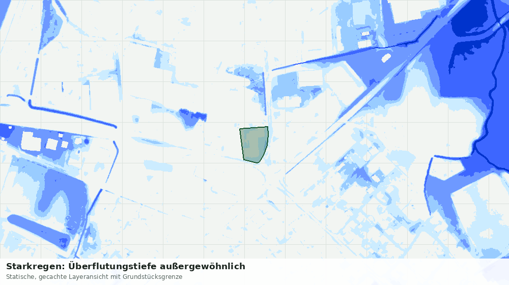Statische Kartenansicht: Starkregen: Überflutungstiefe außergewöhnlich
