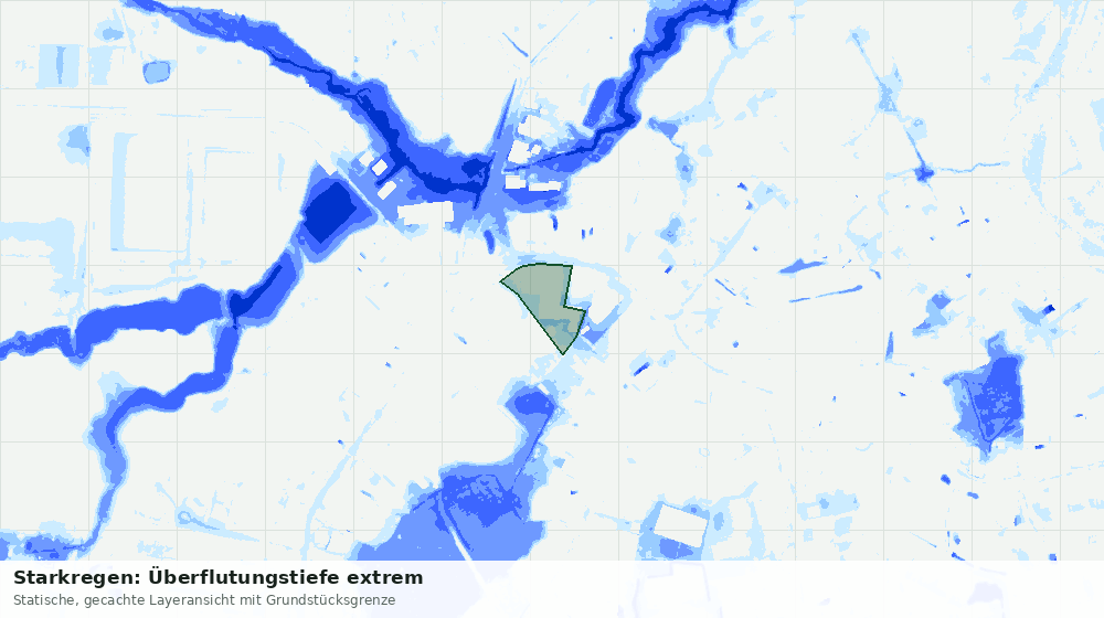 Statische Kartenansicht: Starkregen: Überflutungstiefe extrem