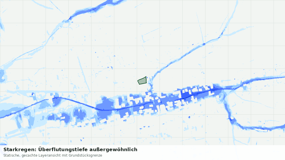 Statische Kartenansicht: Starkregen: Überflutungstiefe außergewöhnlich