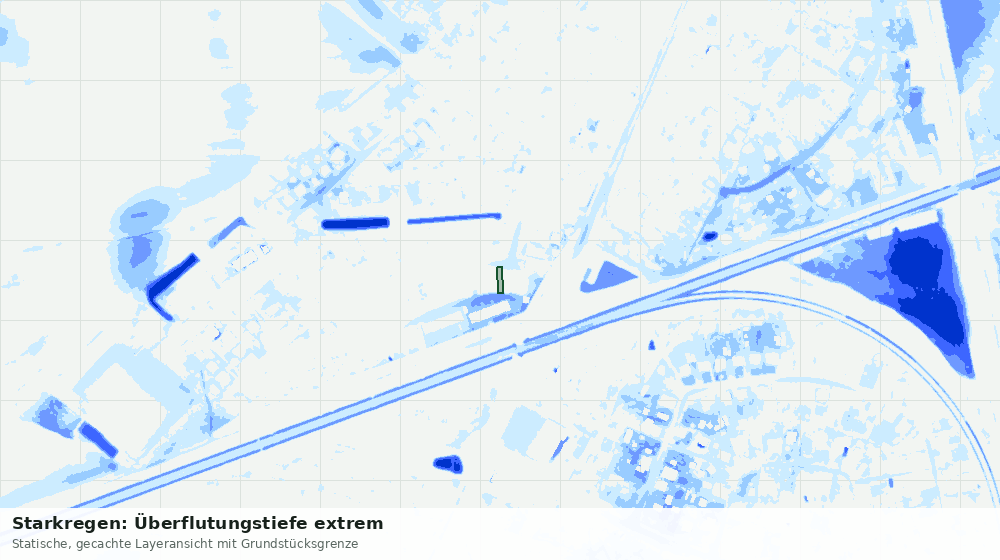 Statische Kartenansicht: Starkregen: Überflutungstiefe extrem
