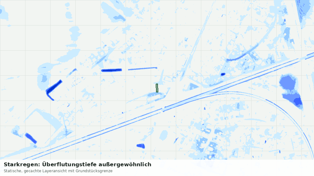 Statische Kartenansicht: Starkregen: Überflutungstiefe außergewöhnlich