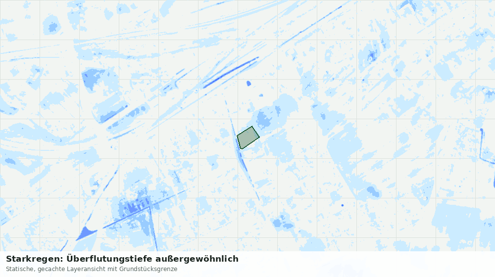Statische Kartenansicht: Starkregen: Überflutungstiefe außergewöhnlich
