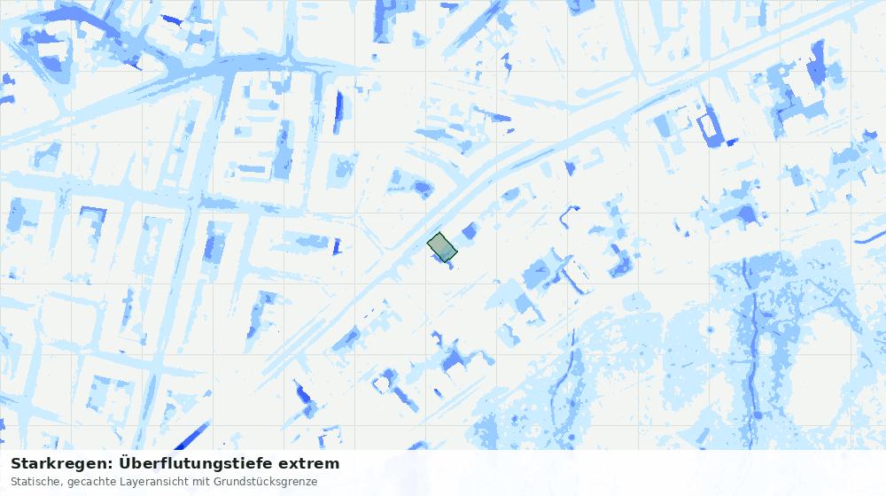 Statische Kartenansicht: Starkregen: Überflutungstiefe extrem