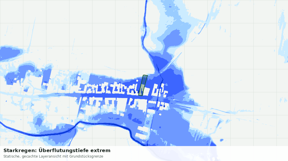 Statische Kartenansicht: Starkregen: Überflutungstiefe extrem