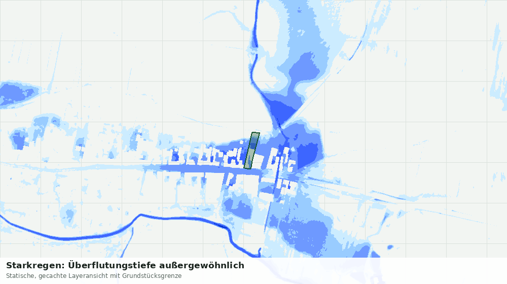 Statische Kartenansicht: Starkregen: Überflutungstiefe außergewöhnlich