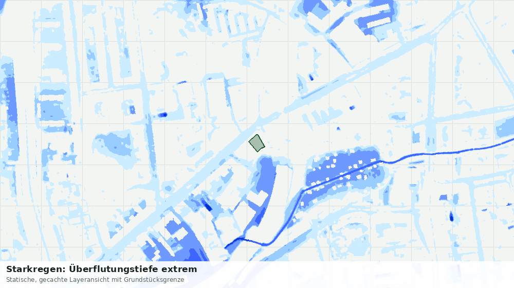 Statische Kartenansicht: Starkregen: Überflutungstiefe extrem