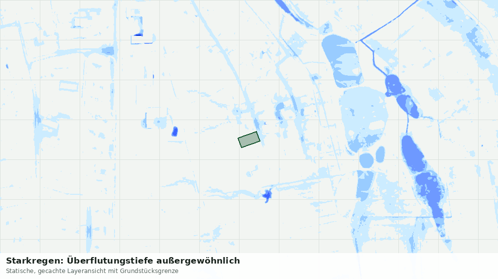 Statische Kartenansicht: Starkregen: Überflutungstiefe außergewöhnlich