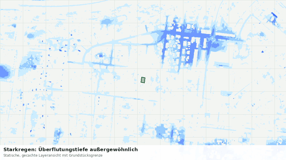 Statische Kartenansicht: Starkregen: Überflutungstiefe außergewöhnlich