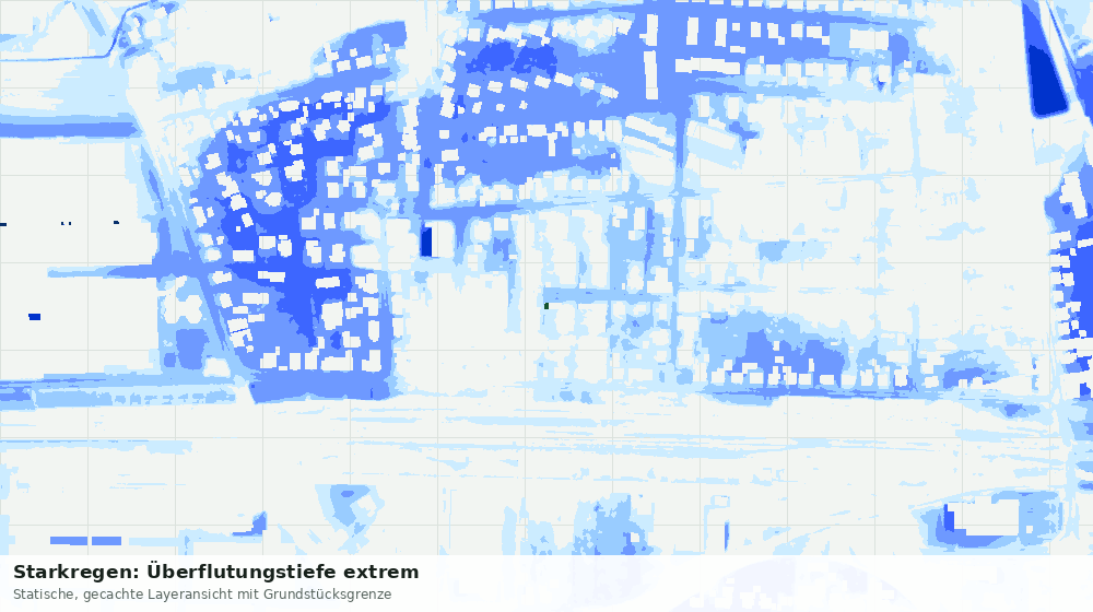 Statische Kartenansicht: Starkregen: Überflutungstiefe extrem