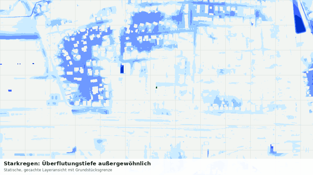Statische Kartenansicht: Starkregen: Überflutungstiefe außergewöhnlich