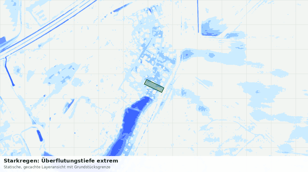 Statische Kartenansicht: Starkregen: Überflutungstiefe extrem