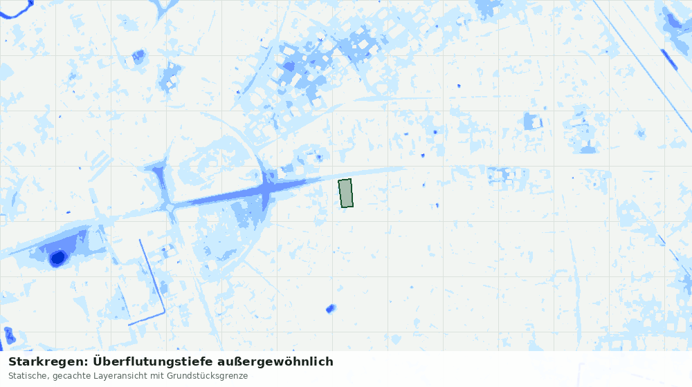 Statische Kartenansicht: Starkregen: Überflutungstiefe außergewöhnlich
