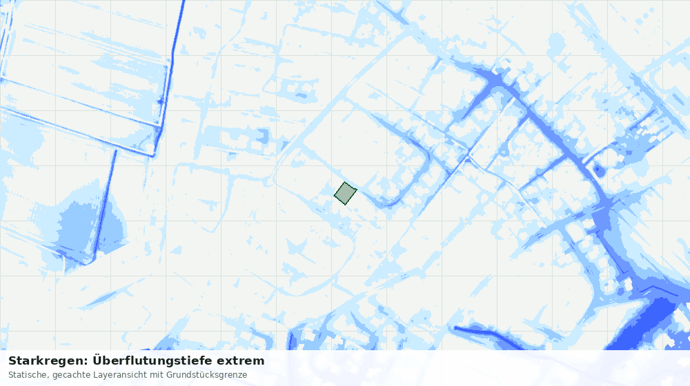 Statische Kartenansicht: Starkregen: Überflutungstiefe extrem