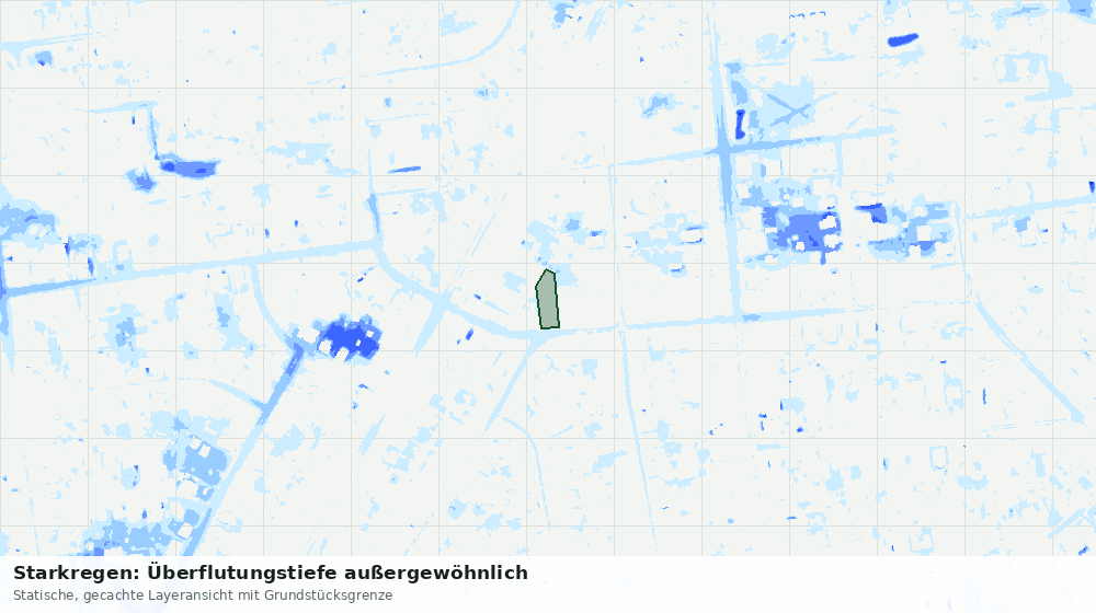 Statische Kartenansicht: Starkregen: Überflutungstiefe außergewöhnlich
