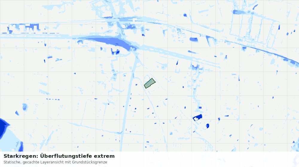 Statische Kartenansicht: Starkregen: Überflutungstiefe extrem