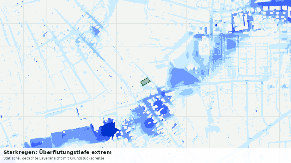 Statische Kartenansicht: Starkregen: Überflutungstiefe extrem