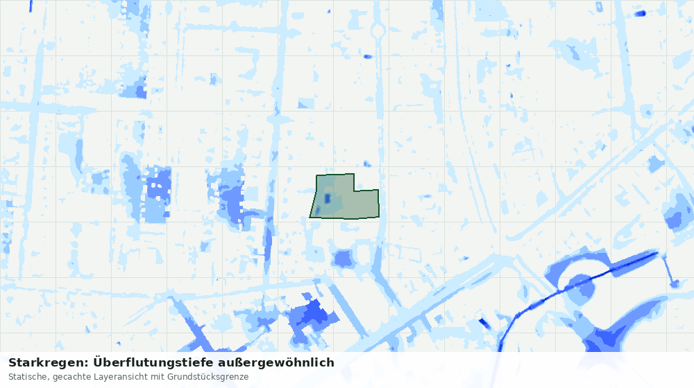 Statische Kartenansicht: Starkregen: Überflutungstiefe außergewöhnlich