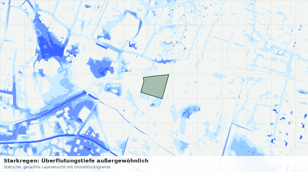 Statische Kartenansicht: Starkregen: Überflutungstiefe außergewöhnlich