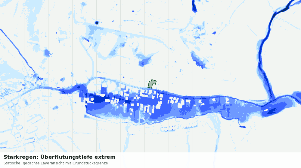Statische Kartenansicht: Starkregen: Überflutungstiefe extrem