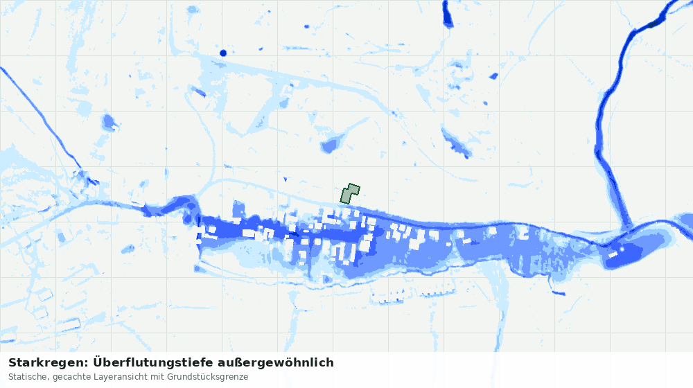 Statische Kartenansicht: Starkregen: Überflutungstiefe außergewöhnlich
