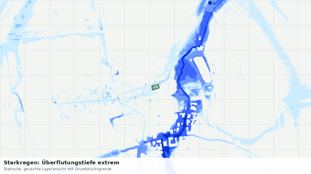 Statische Kartenansicht: Starkregen: Überflutungstiefe extrem