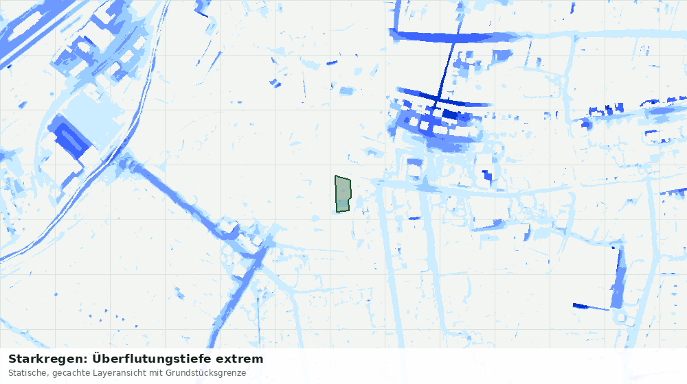 Statische Kartenansicht: Starkregen: Überflutungstiefe extrem
