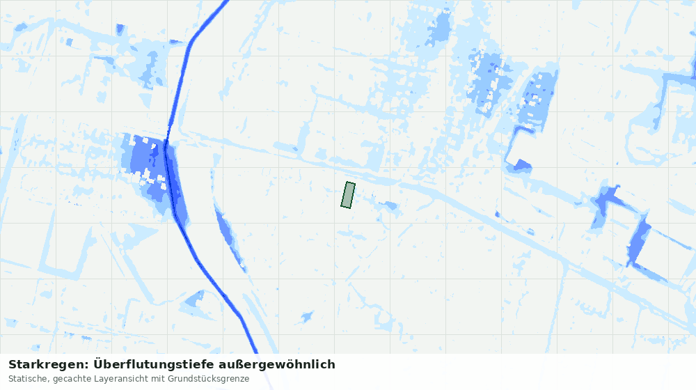 Statische Kartenansicht: Starkregen: Überflutungstiefe außergewöhnlich