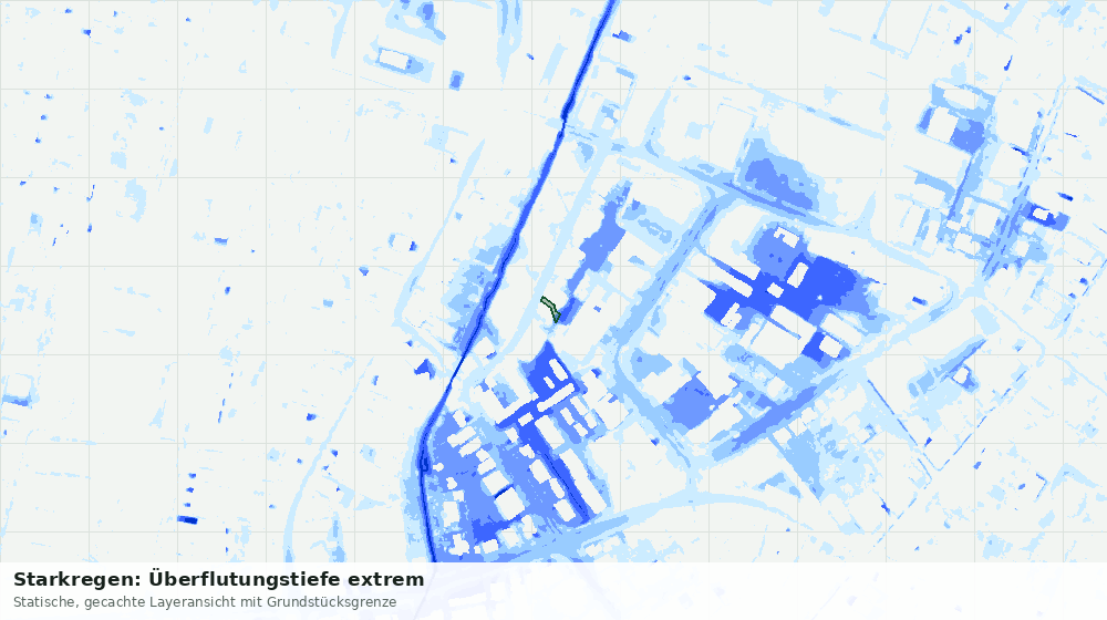 Statische Kartenansicht: Starkregen: Überflutungstiefe extrem
