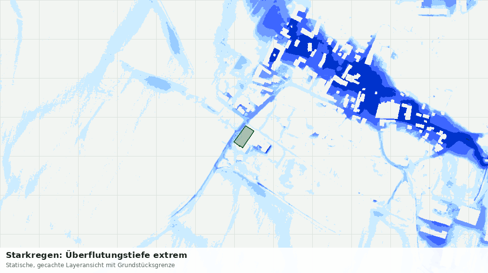 Statische Kartenansicht: Starkregen: Überflutungstiefe extrem