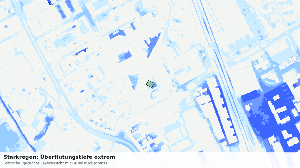 Statische Kartenansicht: Starkregen: Überflutungstiefe extrem