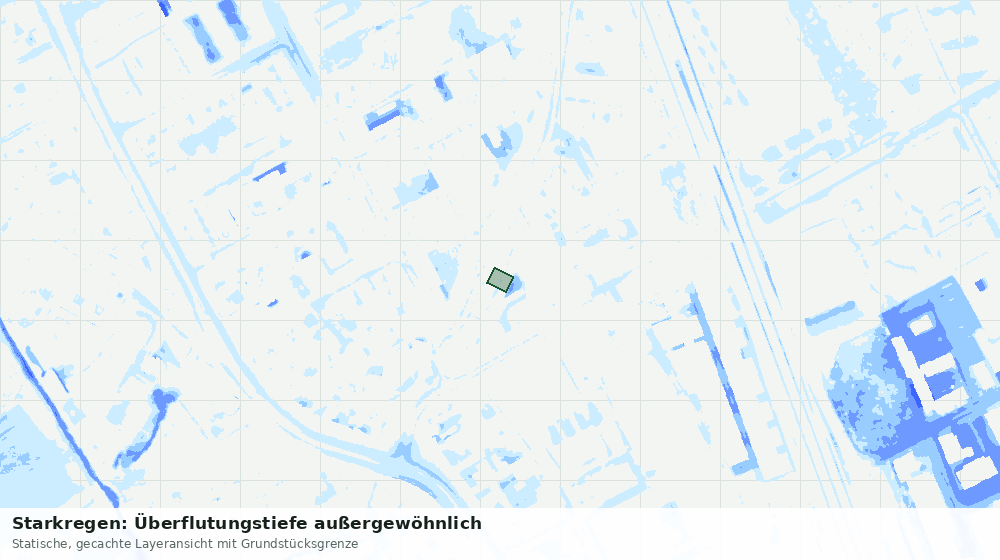 Statische Kartenansicht: Starkregen: Überflutungstiefe außergewöhnlich