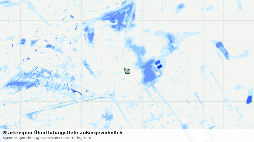 Statische Kartenansicht: Starkregen: Überflutungstiefe außergewöhnlich