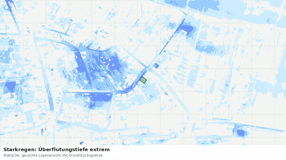 Statische Kartenansicht: Starkregen: Überflutungstiefe extrem
