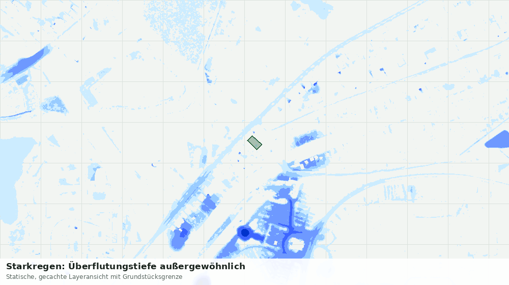 Statische Kartenansicht: Starkregen: Überflutungstiefe außergewöhnlich