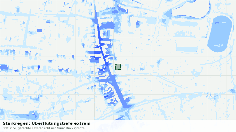 Statische Kartenansicht: Starkregen: Überflutungstiefe extrem