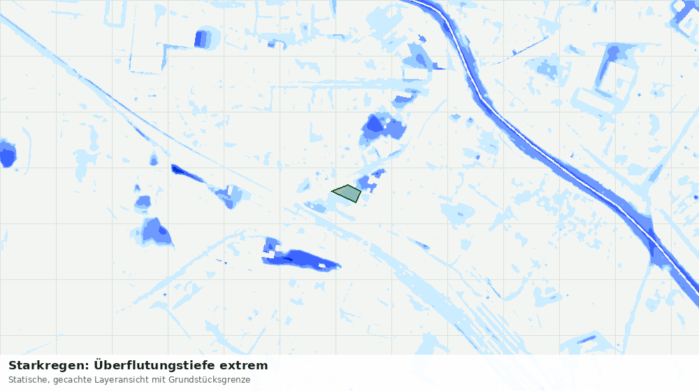Statische Kartenansicht: Starkregen: Überflutungstiefe extrem