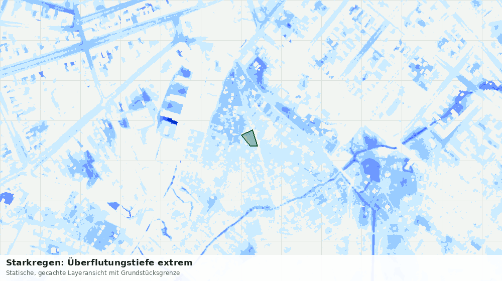 Statische Kartenansicht: Starkregen: Überflutungstiefe extrem