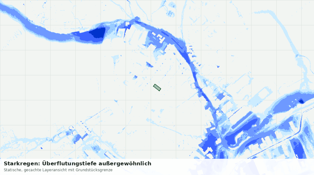 Statische Kartenansicht: Starkregen: Überflutungstiefe außergewöhnlich