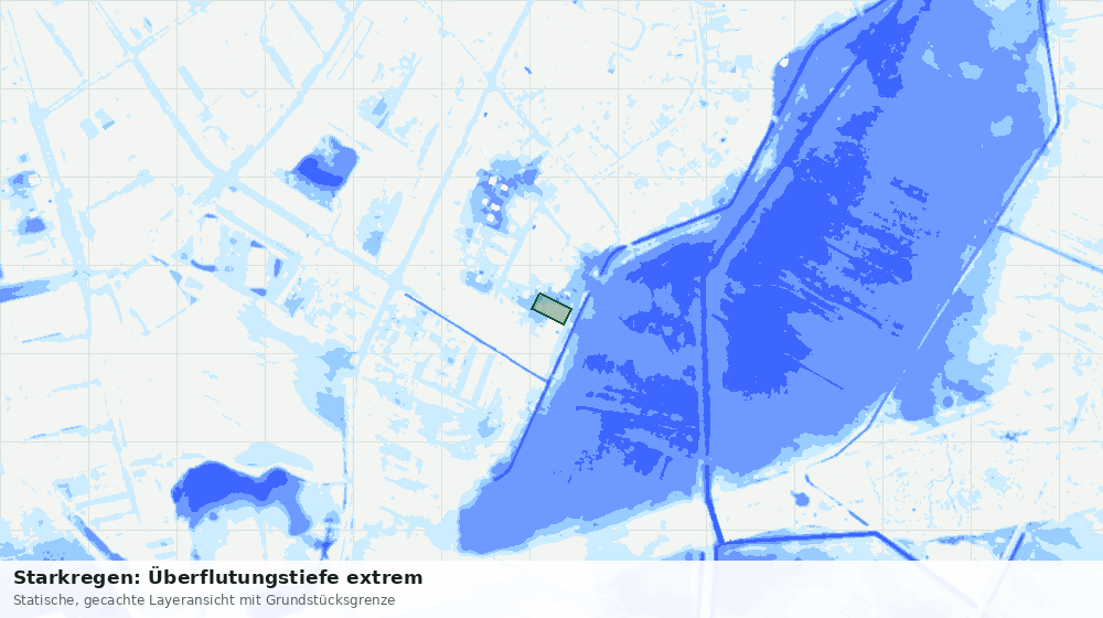 Statische Kartenansicht: Starkregen: Überflutungstiefe extrem