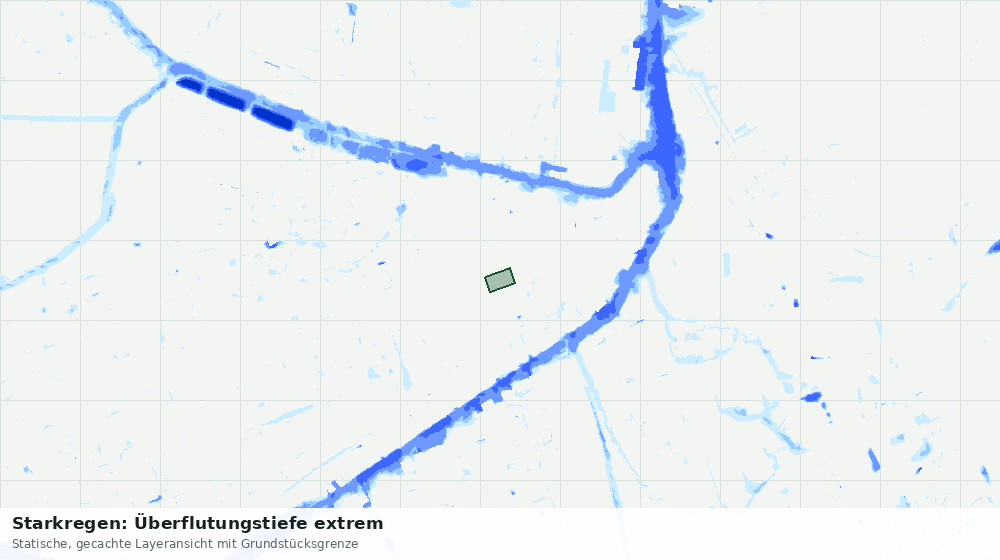Statische Kartenansicht: Starkregen: Überflutungstiefe extrem
