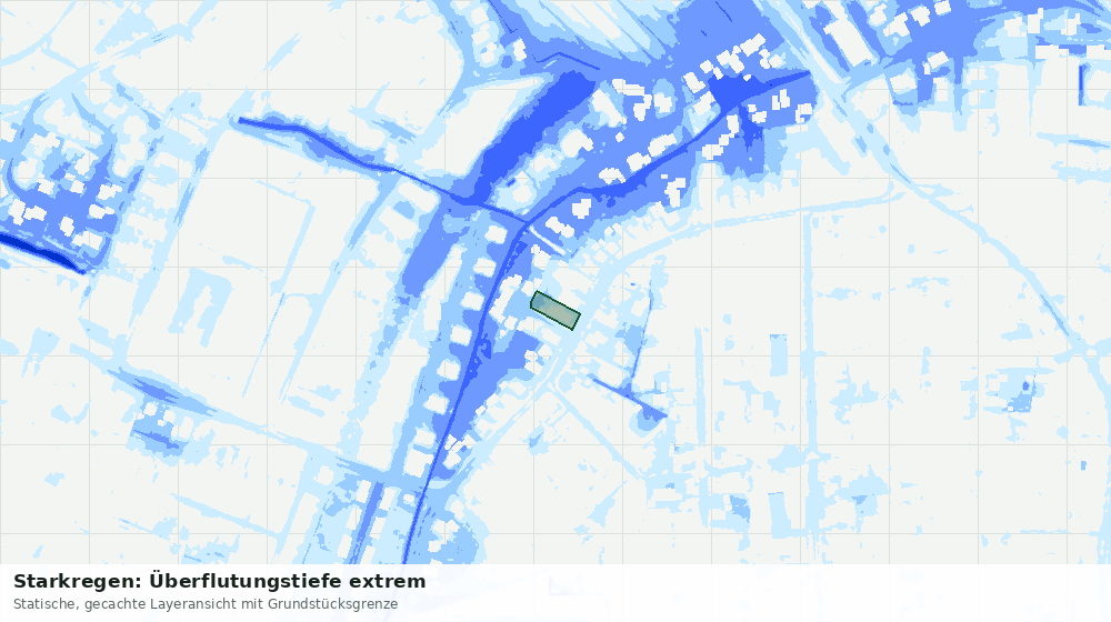 Statische Kartenansicht: Starkregen: Überflutungstiefe extrem