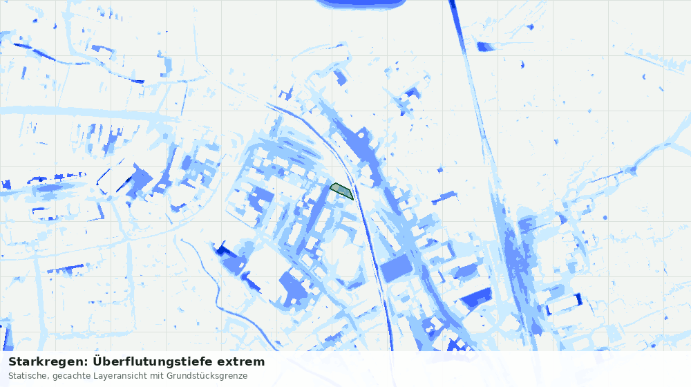 Statische Kartenansicht: Starkregen: Überflutungstiefe extrem