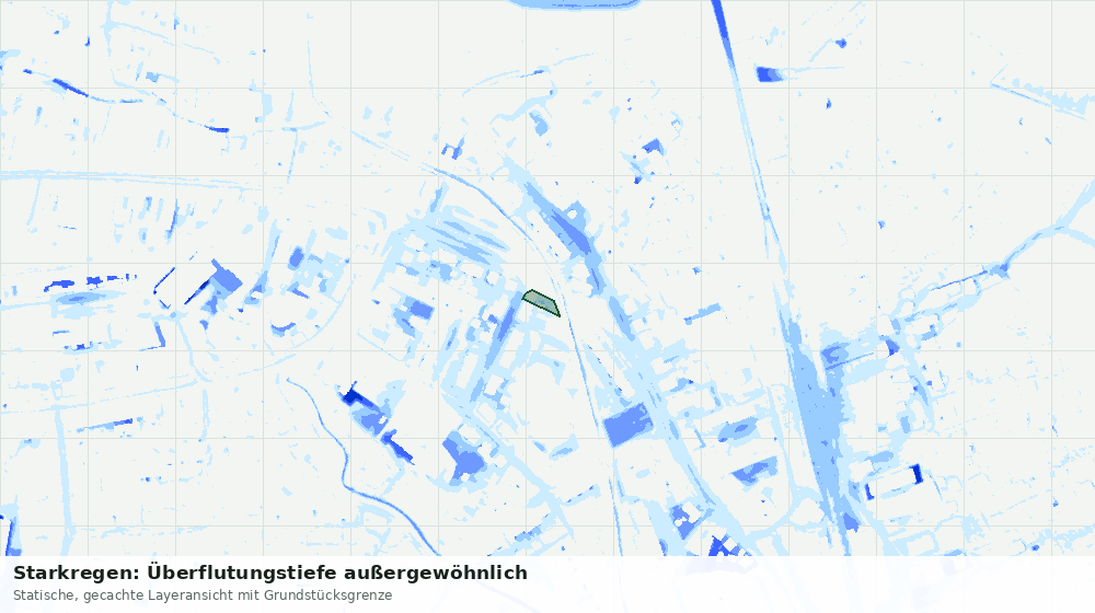 Statische Kartenansicht: Starkregen: Überflutungstiefe außergewöhnlich