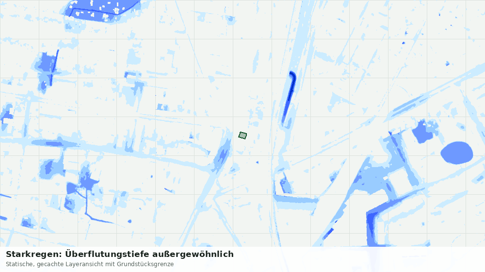 Statische Kartenansicht: Starkregen: Überflutungstiefe außergewöhnlich