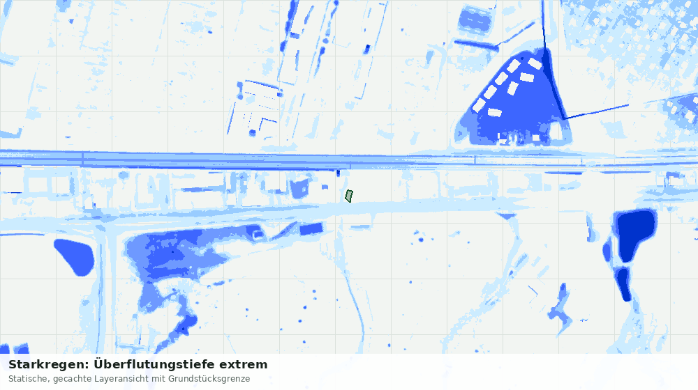 Statische Kartenansicht: Starkregen: Überflutungstiefe extrem