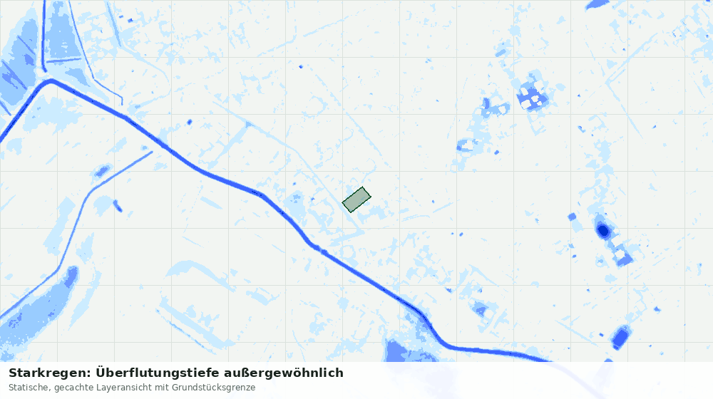 Statische Kartenansicht: Starkregen: Überflutungstiefe außergewöhnlich