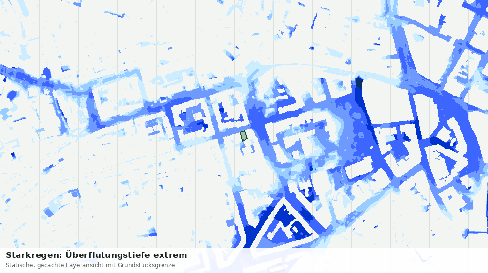 Statische Kartenansicht: Starkregen: Überflutungstiefe extrem