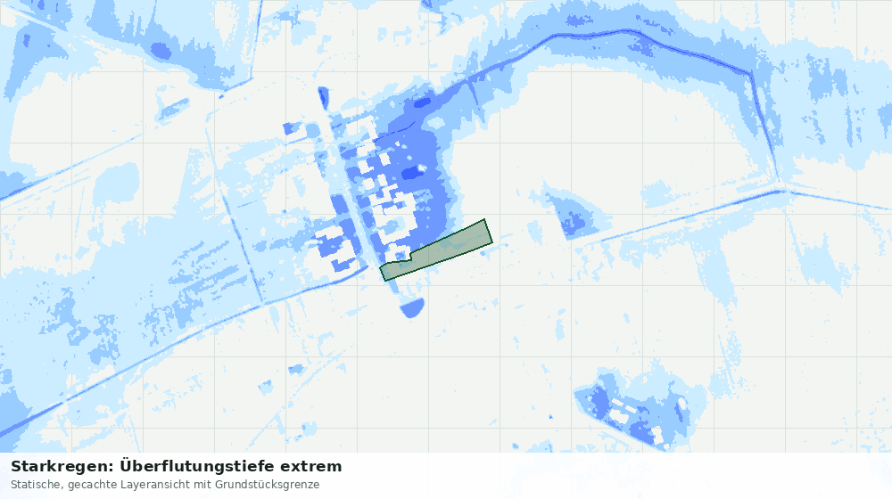 Statische Kartenansicht: Starkregen: Überflutungstiefe extrem