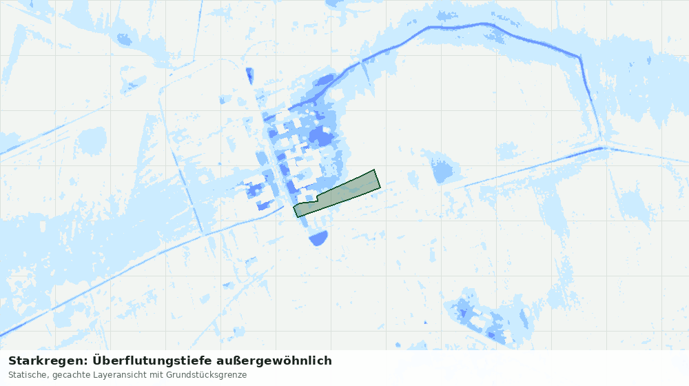 Statische Kartenansicht: Starkregen: Überflutungstiefe außergewöhnlich