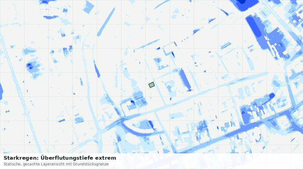 Statische Kartenansicht: Starkregen: Überflutungstiefe extrem
